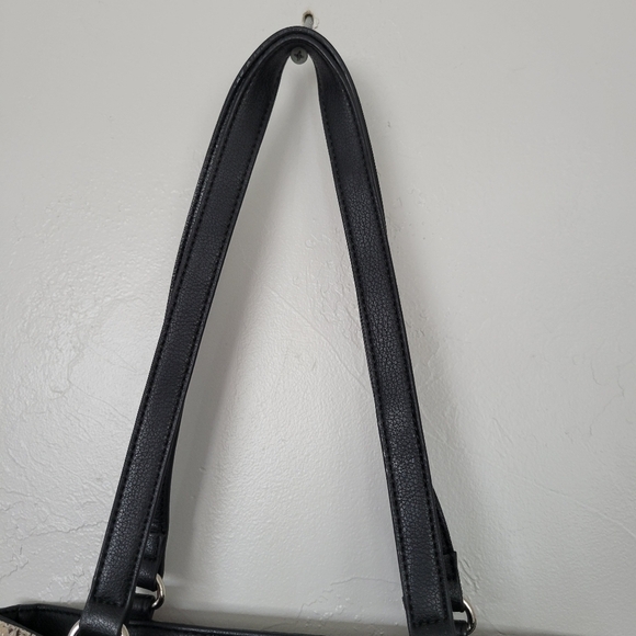 Anne Klein Purse Shoulder Bag Tan Snakeskin Print Black Trim - Picture 12 of 12